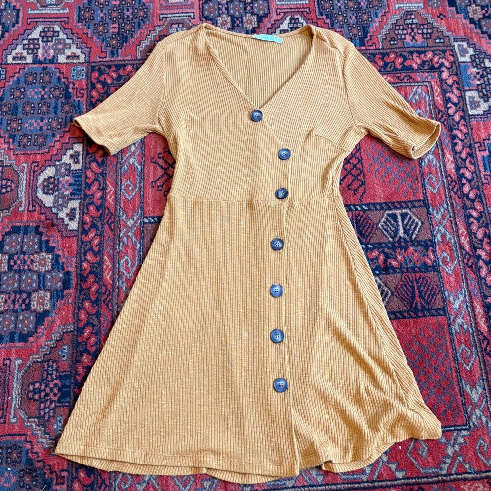 Mustard Button-Down Dress